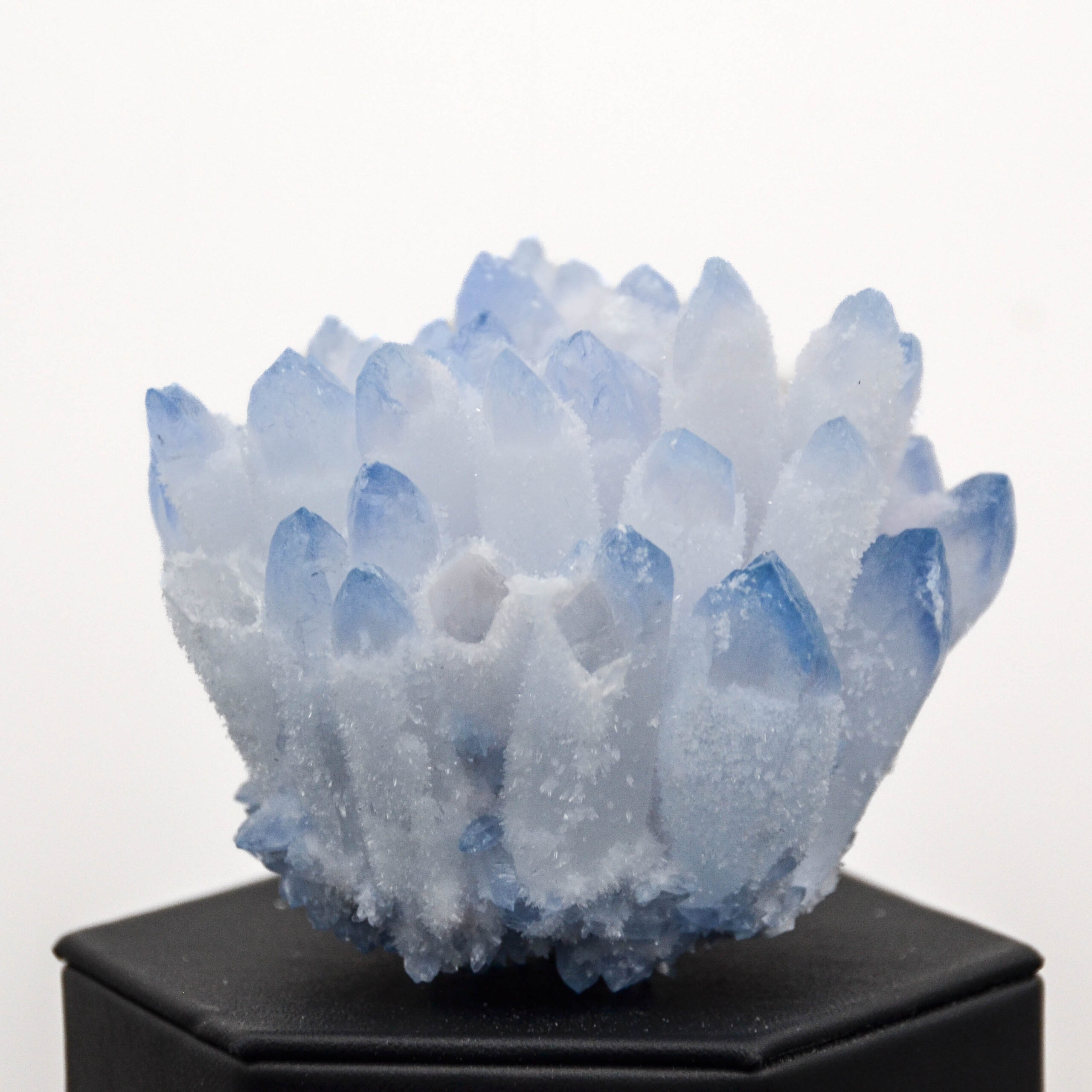 Lab-Created Phantom Ghost Quartz Crystal Cluster Blue and Frost White