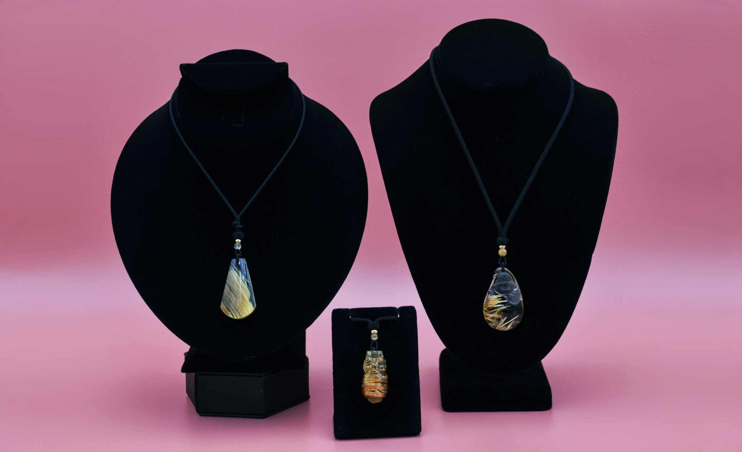 photo of rutilated quartz necklaces