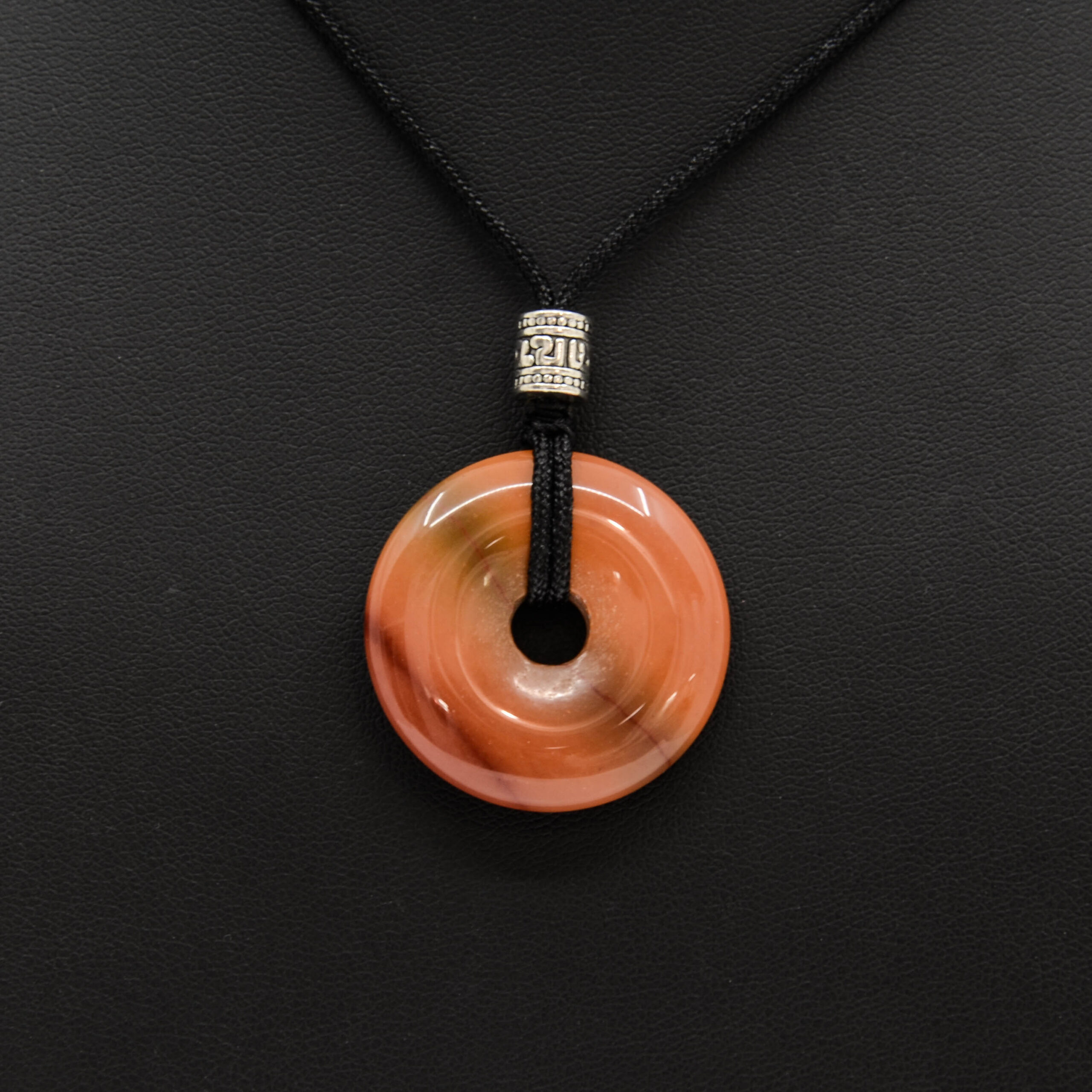 Mookaite Jasper Donut Disc Peace Buckle Pendant Necklace