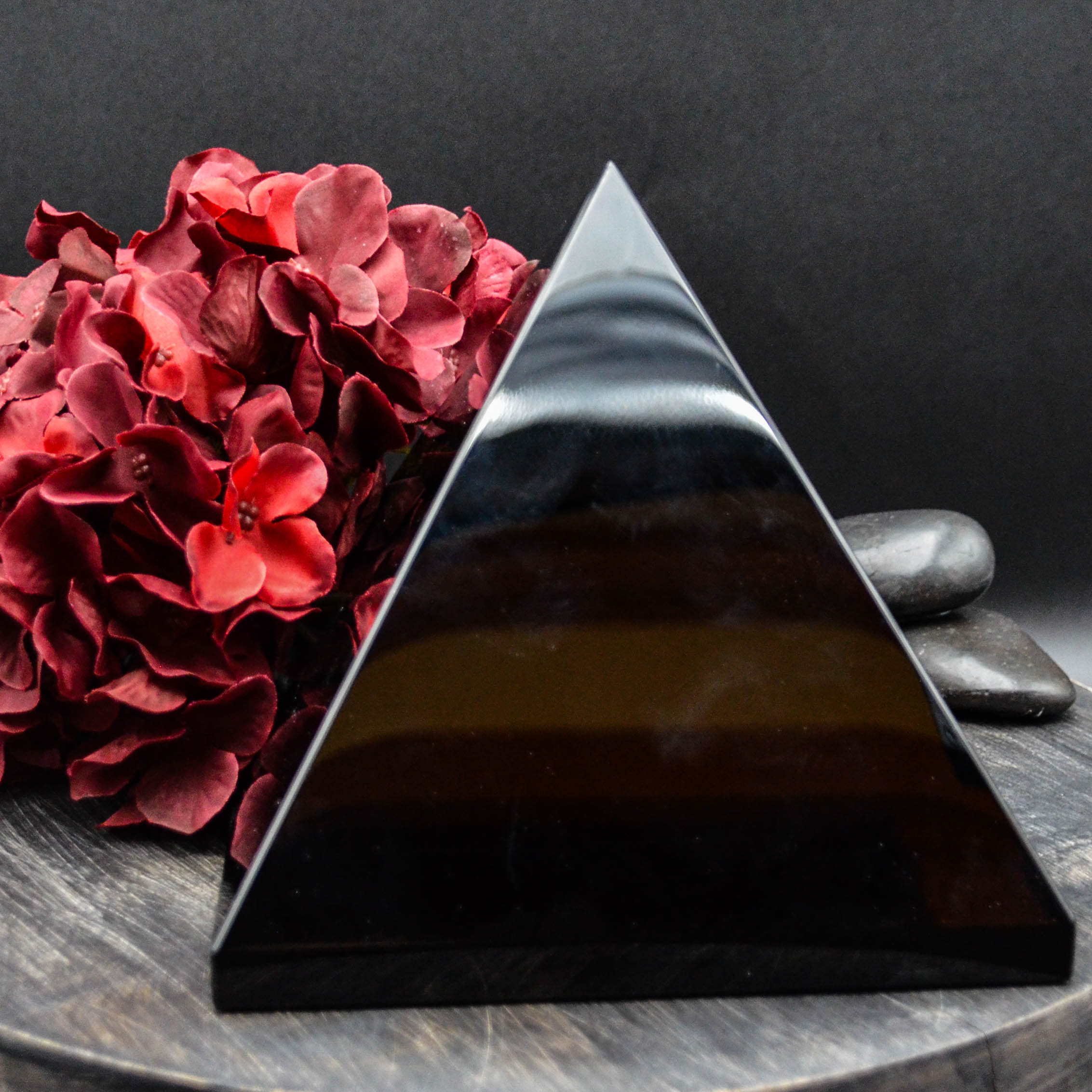 154 mm Polished Black Obsidian Pyramid 1